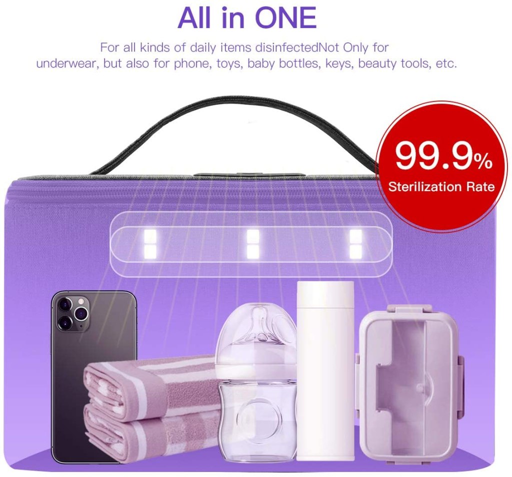 Sanitizer Box Disinfection Bag - Portable USB LED UV Sterilizer Cabinet, Kills 99.9% of Harmful Substance, Large Capacity for Baby...