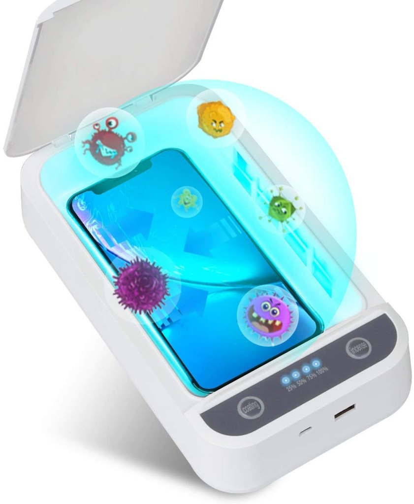 UV Light Coating Sterilization Portable Box USB Charger Cell Phone Smartphone Charging Stations Aromatherapy Function Box for iPhone Android Moblie Phone Toothbrush Earphone