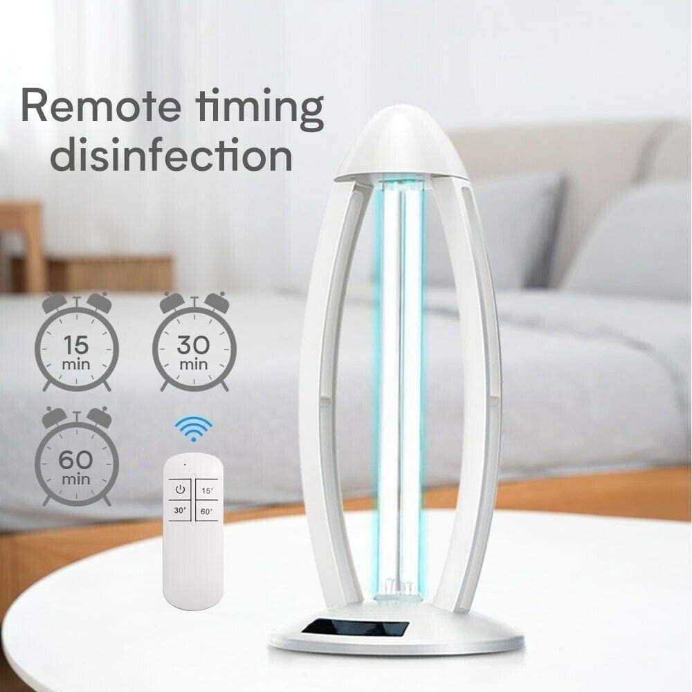 UV Light Sanitizer, 38 Watt UV Disinfection Lamp with Remote Control 3-Timer, UV Germicldal Lamp Sterilizer with Ozone for Living Room, Bedroom, Household