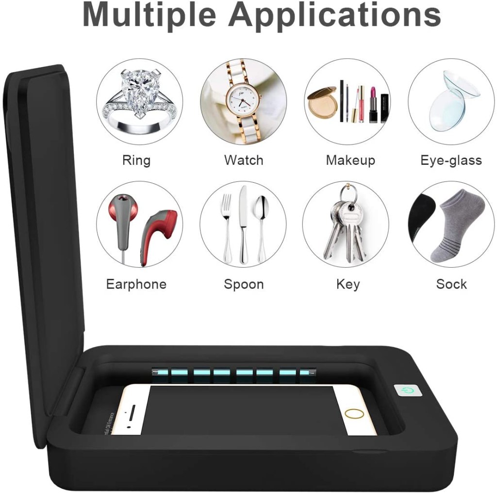 Phone UV Sanitizer Portable UV Light Cell Phone Sterilizer Cleaner Aromatherapy Function Disinfector with USB Charging for Smart Phone Toothbrush Jewelry Watches 